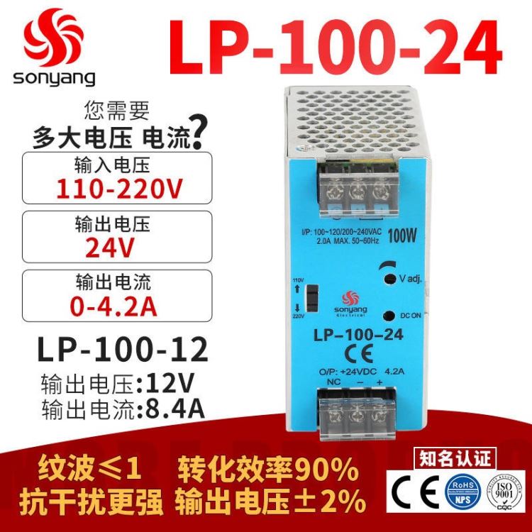 LP-100-24 导轨式开关电源 100W箱柜体监控电源集中供电 24v4.2a 乐清市柳市镇开关电源_开关电源_电源_电工电气_供应_工品联盟网