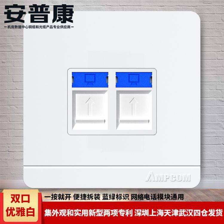 安普康AMPCOM超五类六网络模块类 免打屏蔽超六类七类 RJ45水晶头母座 电脑网口插座连接头 双_水晶头_综合布线_电工电气_供应_工品联盟网