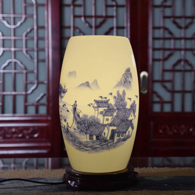 景德镇薄胎陶瓷台灯新中式台灯现代台灯