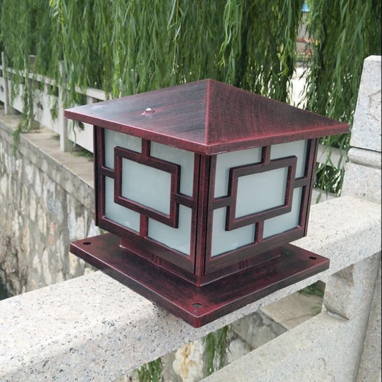 兰州太阳能柱头灯LED户外防水庭院灯花园别墅大门柱子装饰灯中式仿古路灯50W铝材质250方草坪灯路灯福字中字围墙灯_节日装饰灯_室内灯具_工业照明_供应_工品联盟网