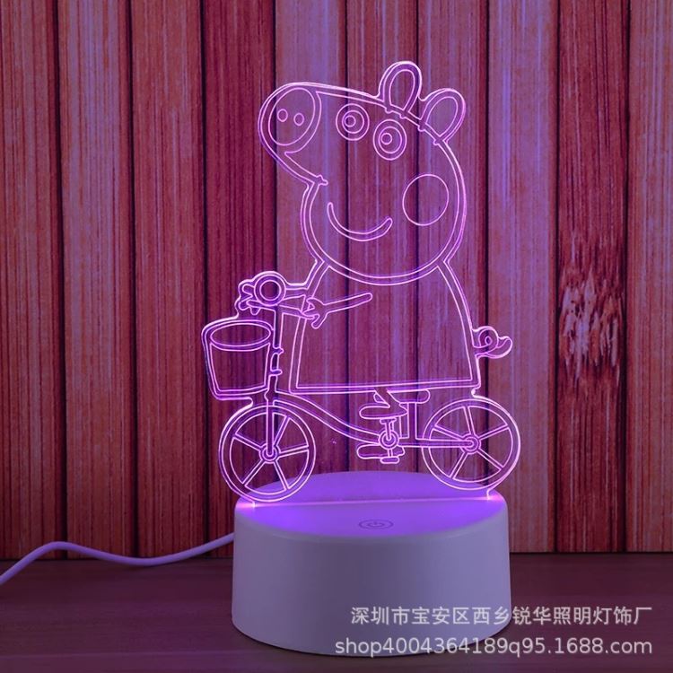 七彩渐变的小猪佩奇  3D台灯led创意礼品支持定制图案专业出口