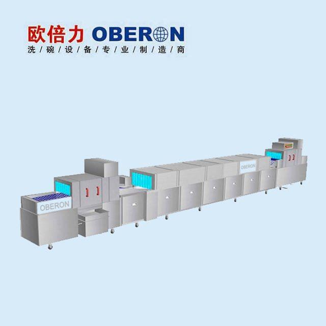 欧倍力全自动食堂洗碗机  商用洗碗机流水线厂家 超声波食堂洗碗机