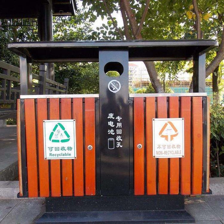 隆胜 厂家直销 户外塑木垃圾桶 市政公园分类塑木钢条垃圾桶 环卫果皮箱_市政环卫机械_工程建筑机械_机械设备_供应_工品联盟网