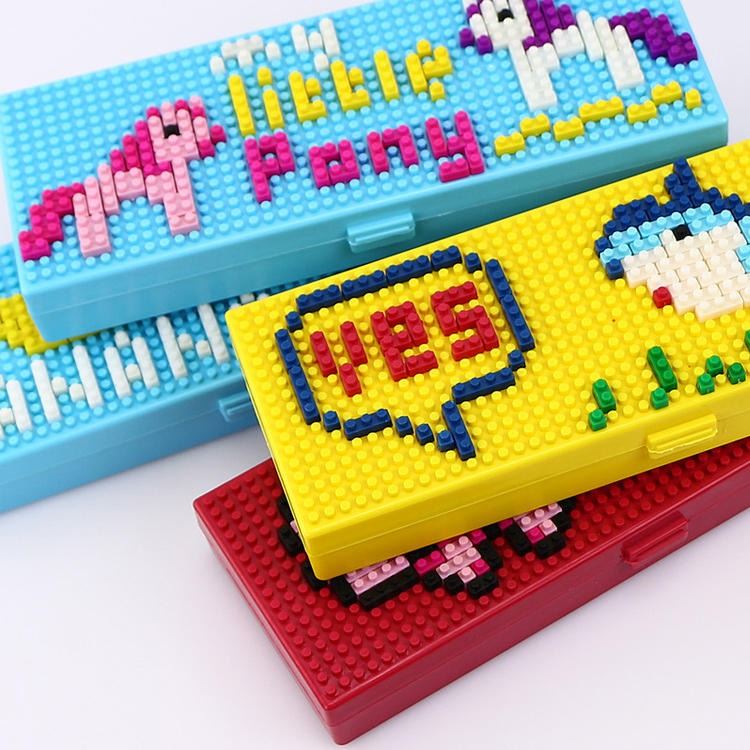 红素创意儿童拼装卡通塑料积木文具盒 DIY学生铅笔盒 300件起订不单独零售_学生文具_办公用品_办公清洁_供应_工品联盟网