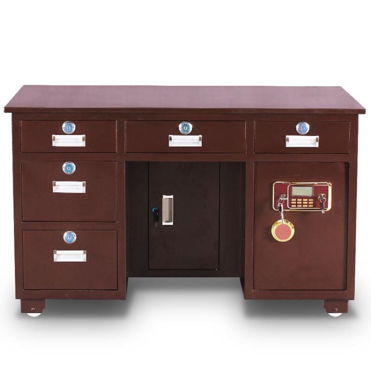 五抽单保险柜办公桌钢制五斗办公桌电子密码锁办公桌财务一体式办公桌钢制收银桌财务桌_办公桌_办公家具_办公清洁_供应_工品联盟网