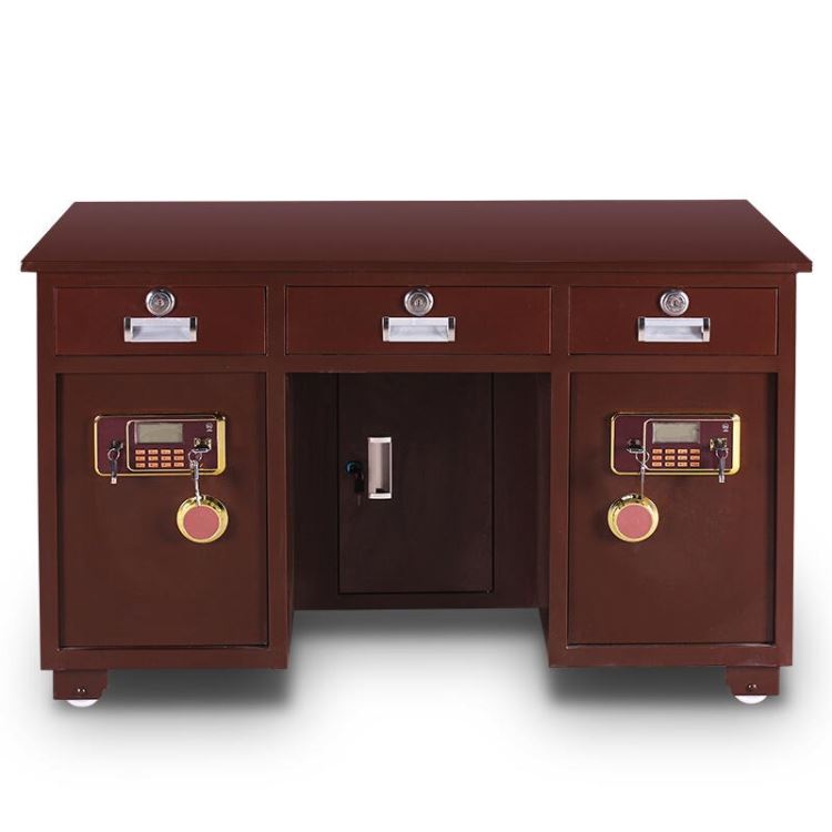 1.3米钢制一体式办公桌双保险柜三斗钢桌收银办公桌钢制财务保险柜办公桌_办公桌_办公家具_办公清洁_供应_工品联盟网