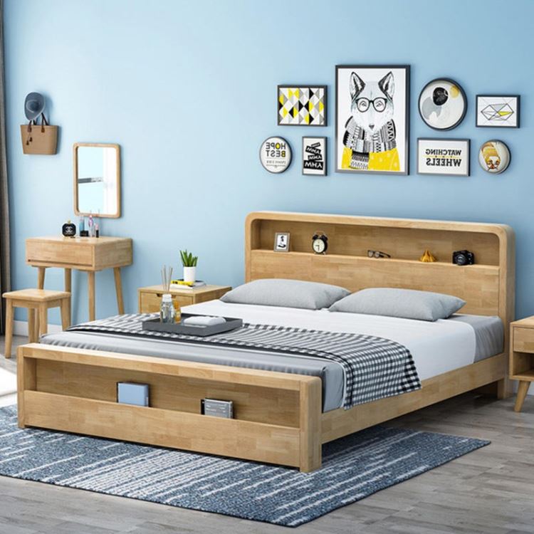 新款北欧全实木床1.8米储物床1.5米现代简约双人床小户型主卧家具