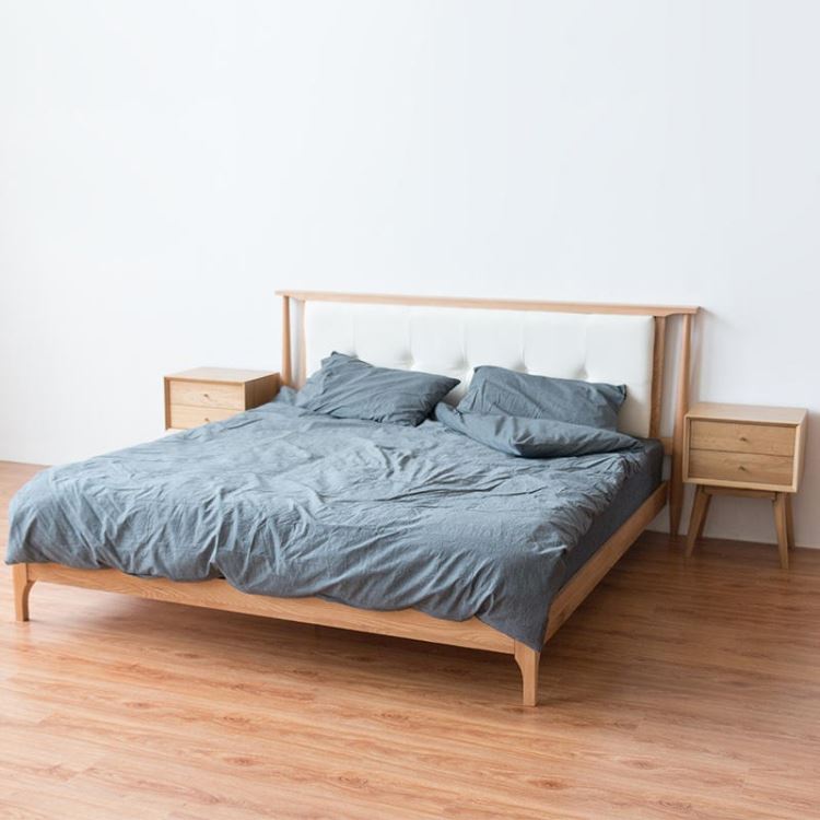 北欧实木床1.5m单人 橡木床1.8米简约现代主卧家具 原木双人床