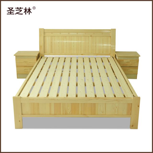 实木床 实木双人床1.8松木单人床1.5实木家具儿童床定制