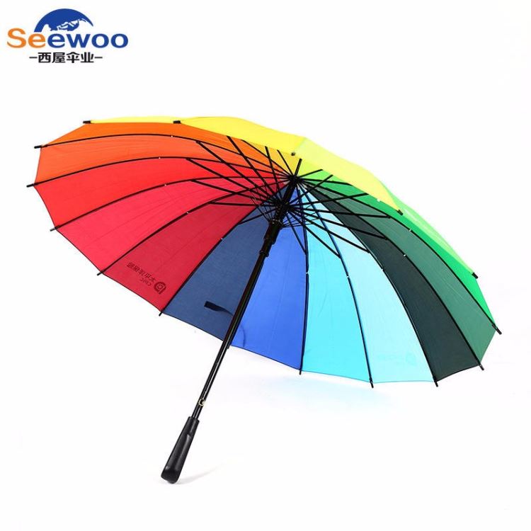 供应24k彩色伞长柄伞定制 创意商务太阳伞直杆雨伞 彩虹伞16k定制订做 活动银行广告礼品伞批发定制_雨伞/太阳伞_办公日用_办公清洁_供应_工品联盟网