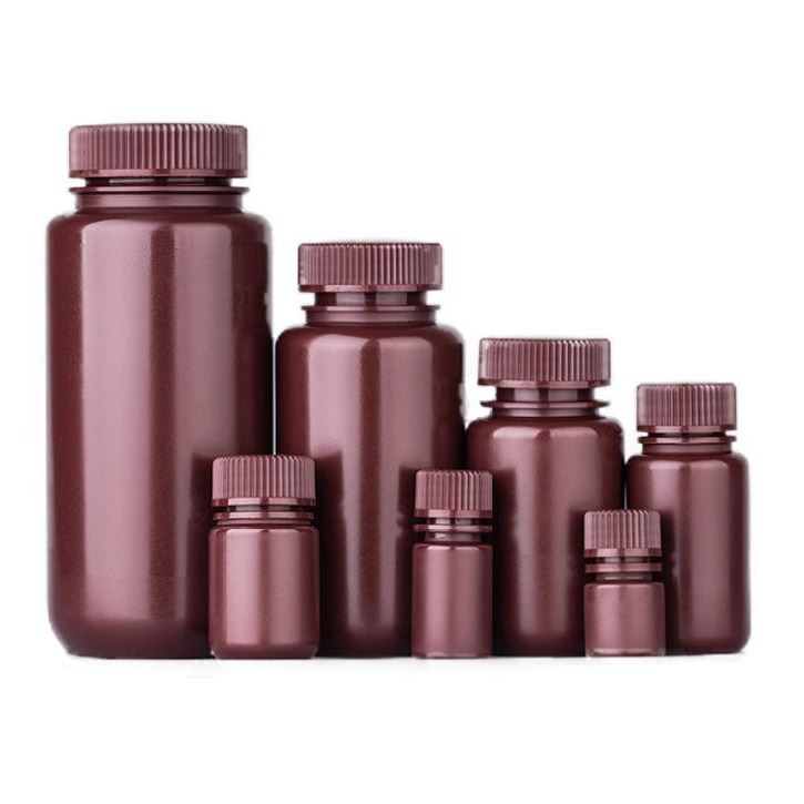 Sun-Trine 500ml棕色试剂瓶 HDPE塑料瓶加 厚广口化学耐酸碱分装瓶 样品避光瓶