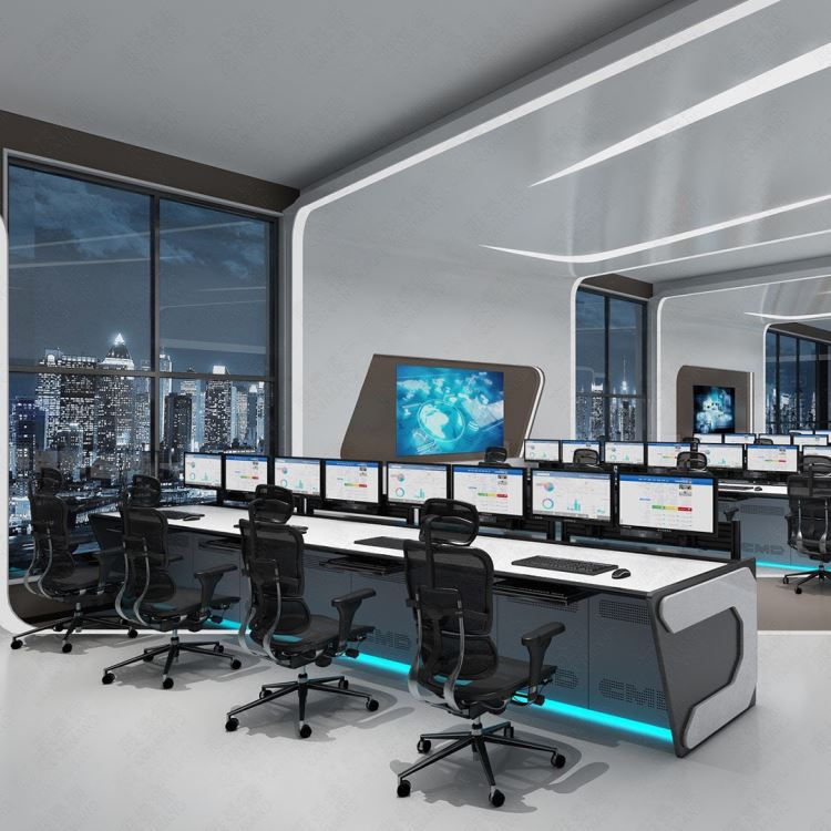 康曼德操作台专业现代简约定制弧形控制台广播台智能中心 升降台科技感免费出图优质设计控制台监控中心控制中心智控感