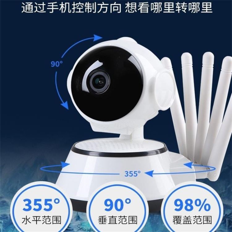1080P高清网络无线wifi监控摄像头 5天线智能家用监控摄像机360度旋转_工业监视设备_安防监控_安全防护_供应_工品联盟网