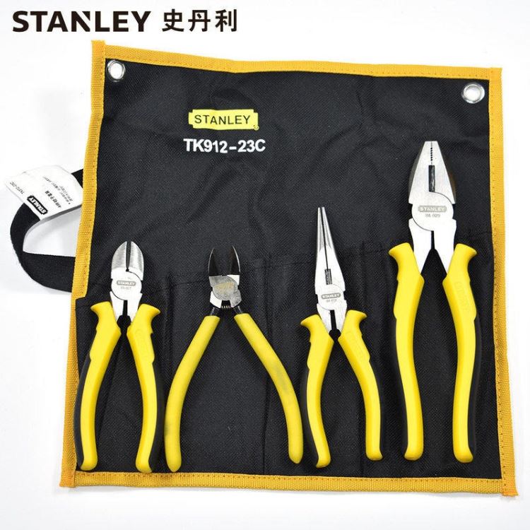 史丹利钳子套装4件套钢丝钳尖嘴钳斜嘴钳水口钳工具组套TK912-23 STANLEY工具_钳、夹类工具_手动工具_五金工具_供应_工品联盟网