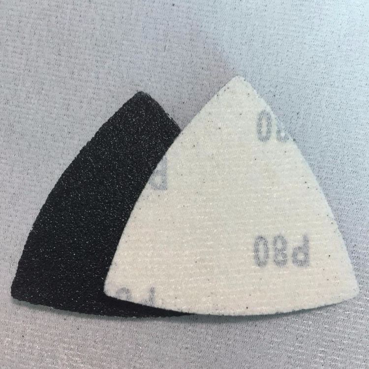 厂家直销 电动工具配件 三角80MM 无孔植绒碳化硅砂纸 碳化硅拉绒片
