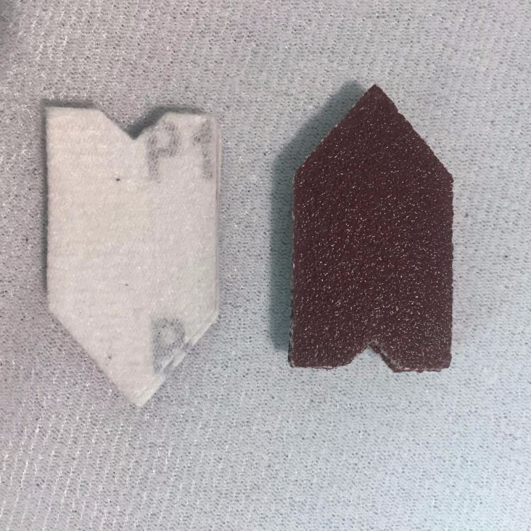 厂家直销 电动工具配件 打磨抛光 50-27 植绒指形砂纸  红色拉绒片