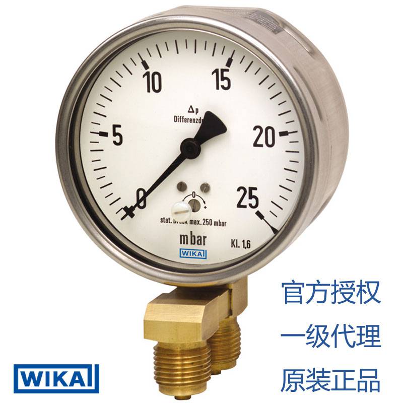 威卡 差压表 716.11, 736.11 IP 66 标准型指针 不锈钢外壳 过滤器监测