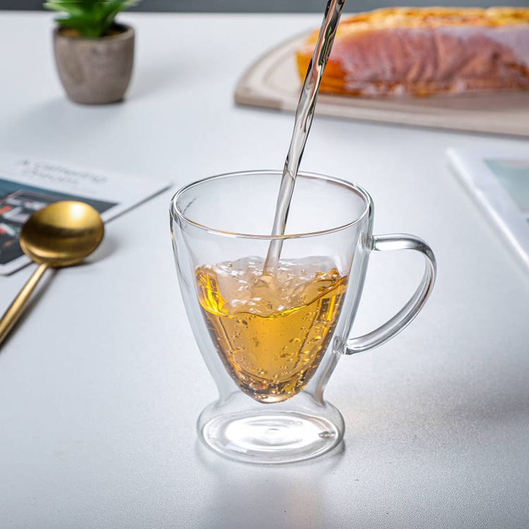 高硼硅玻璃水杯450ml 玻璃杯咖啡杯 亿诺 高硼硅双层玻璃水杯 厂家定制