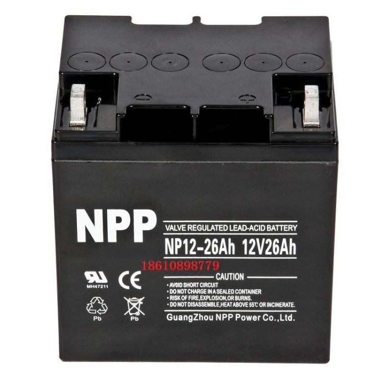 NPP耐普蓄电池NP12-26 12V26AH免维护铅酸蓄电池批发 UPS太阳能照明
