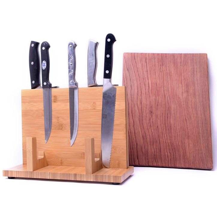 竹磁性刀架厨房用品收纳架多功能砧板架磁铁刀座木质菜刀架置物架