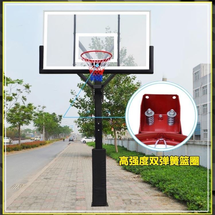 篮鲸固定式篮球架 广场小区篮球架 可升降手动篮球架