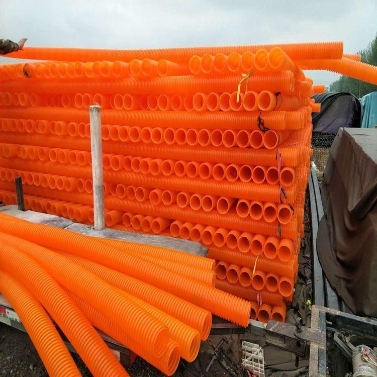 全新料生产MPP电力电缆保护管 MPP单壁波纹管 橘红色塑料管全新料生产MPP电力电缆保护管