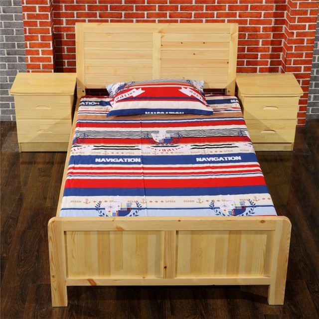 造梦工坊厂家订做制床头柜出1松木床单层单人床员工宿舍实木床1.8米TM-1190溢彩家具